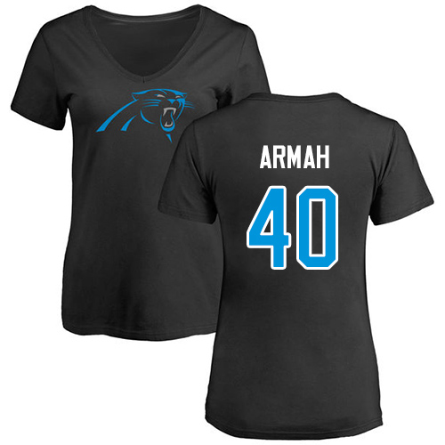 Carolina Panthers Black Women Alex Armah Name and Number Logo Slim Fit NFL Football #40 T Shirt->women nfl jersey->Women Jersey